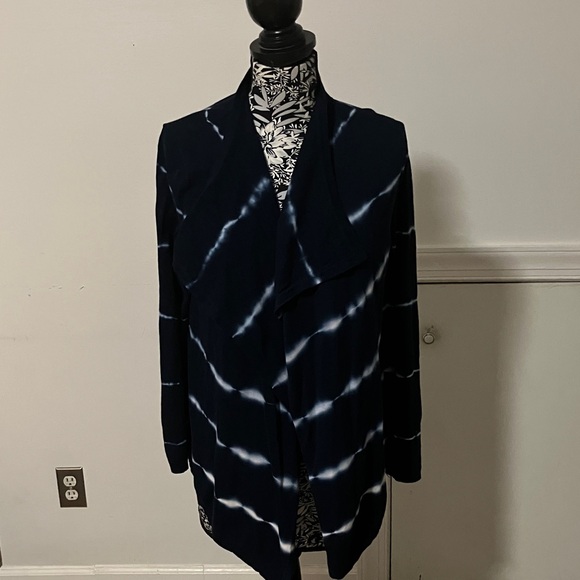 Calvin Klein Navy and White Cotton cardigan - Picture 4 of 5